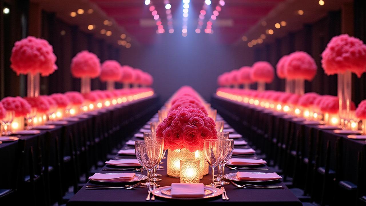 Aranżacje kwiatowe na stołach w luksusowej restauracji