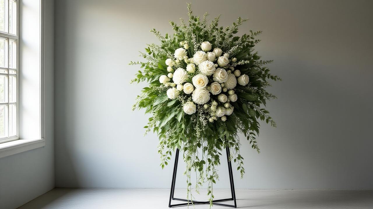 Tradycyjne wieńce pogrzebowe na stojakach